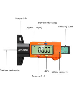 Medidor de Profundidad de Banda de Rodadura GODESON Naranja 2