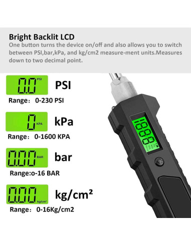 Medidor de Presión de Neumáticos Digital Number-one 230 PSI
