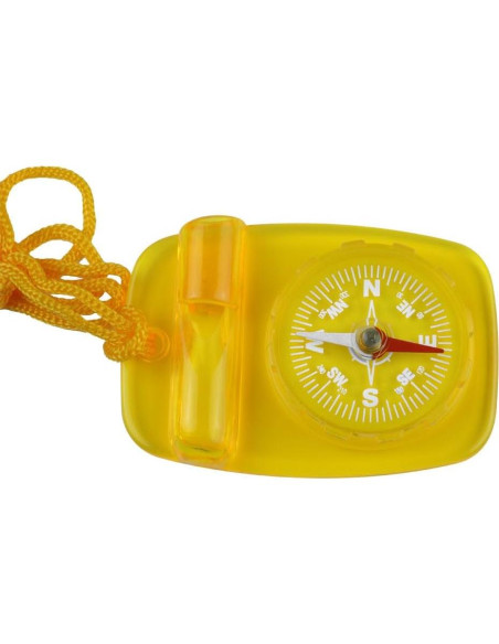 Brújula Skywalker con Lanyard y Silbato de Seguridad Amarillo