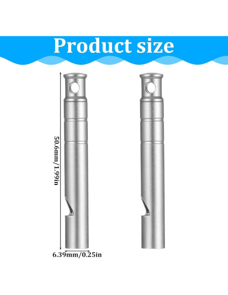 Silbato de Emergencia Titanio ElevateTech 120dB 2 Pcs Plata