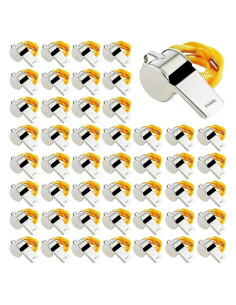 Paquete de 48 Silbatos de Acero Inoxidable OBKJJ con Cuerda