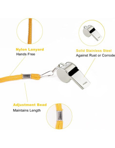 Paquete de 48 Silbatos de Acero Inoxidable OBKJJ con Cuerda 2