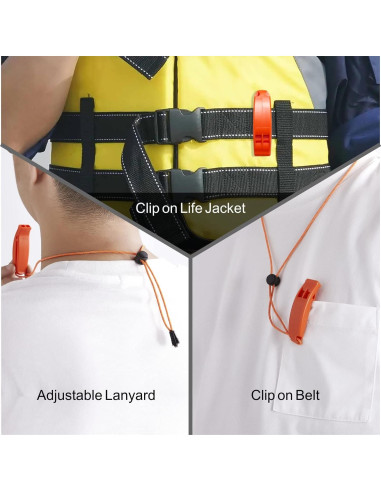 Silbatos de Emergencia AINOORA 3pcs con Cordón Naranja