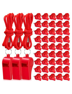 Silbatos de Plástico Flutesan 48 Piezas con Cordón Rojo