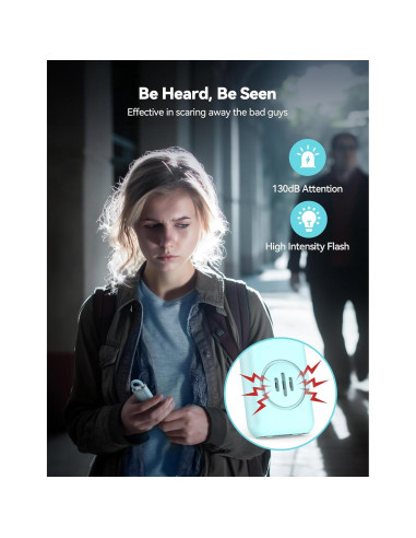 Alarma Personal TECKNET 130dB Recargable con Luz SOS