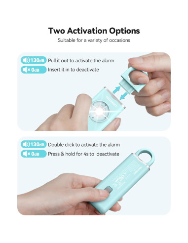 Alarma Personal TECKNET 130dB Recargable con Luz SOS