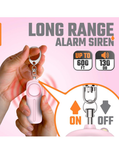 Llave de Alarma Personal WETEN Rosa 130 dB con Luz LED