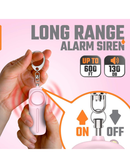 Llave de Alarma Personal WETEN Rosa 130 dB con Luz LED