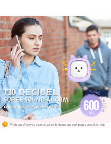 Alarma Personal VIGOROAD PA11 130 dB con Luz LED Púrpura