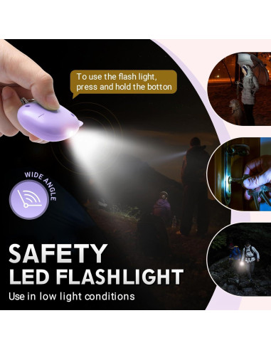 Alarma Personal VIGOROAD PA11 130 dB con Luz LED Púrpura