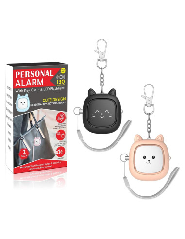 Alarma Personal VIGOROAD 130 dB con Luz LED - 2 Piezas