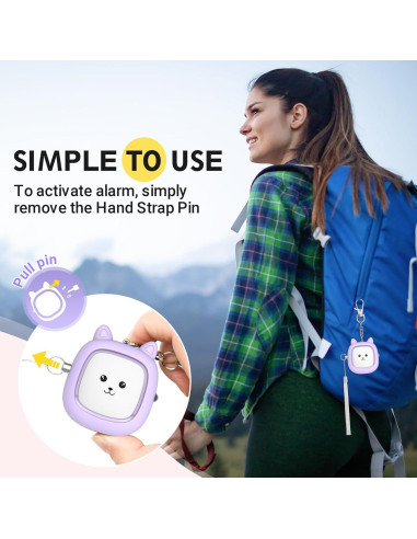 Alarma Personal VIGOROAD PA11 130 dB con Luz LED Púrpura