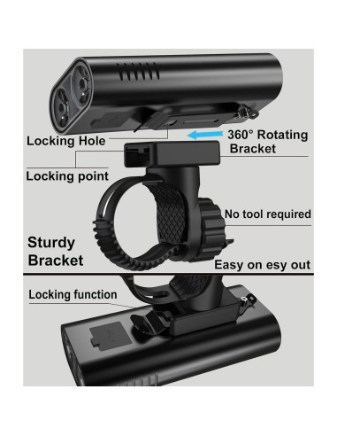 Faro y Luz Trasera para Bicicleta EILIOC 6400mAh 1200 Lúmenes