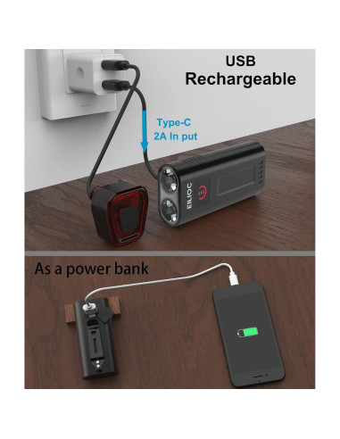 Faro y Luz Trasera para Bicicleta EILIOC 6400mAh 1200 Lúmenes