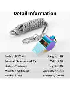 Silbato HUTOU L4820SX de Acero Inoxidable con Cordón - 3 Paquetes 2