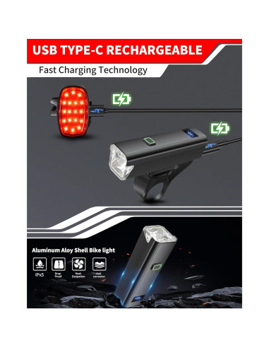 Faro de Bicicleta DARKBEAM 6000LM Recargable USB-C IPX5