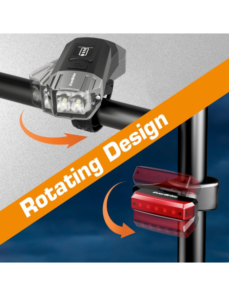 Luces Recargables para Bicicleta EverBrite - Delantera y Trasera, 9 Modos, Impermeables