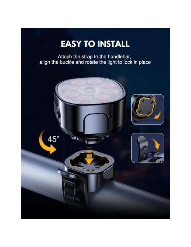 Luces de Bicicleta Cuvccn Q9 Recargables USB IP65 8+7 Modos