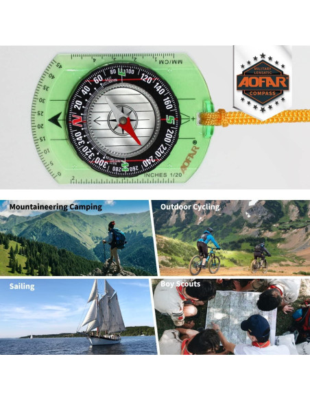 Brújula AOFAR AF-362 Profesional para Senderismo y Camping