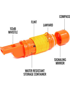 Silbato de Supervivencia 5-en-1 SE Naranja 11.4 cm - 2-Pack 2