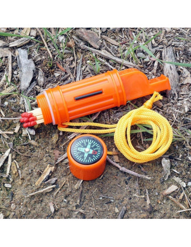 Silbato de Supervivencia 5-en-1 SE Naranja 11.4 cm - 2-Pack