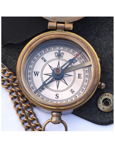 Compás de Bronce A S Handicrafts con Funda de Cuero 6.35cm