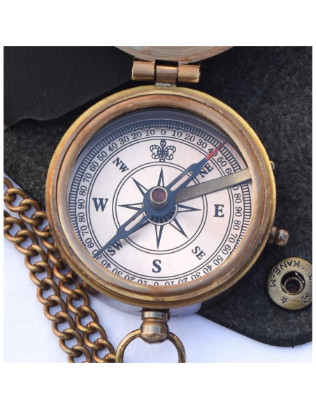Compás de Bronce A S Handicrafts con Funda de Cuero 6.35cm