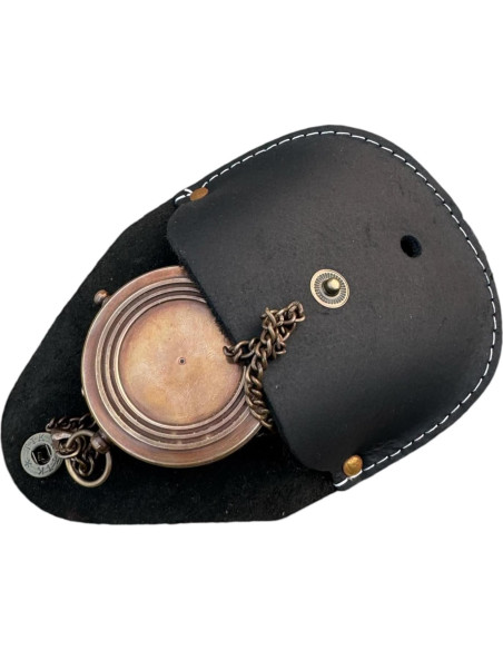 Compás de Bronce A S Handicrafts con Funda de Cuero 6.35cm