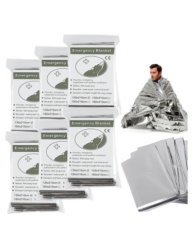 Paquete de 6 mantas de emergencia Mylar WLEAD 132x213cm