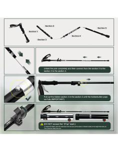 Bastones de Senderismo Plegables WHDZHSHD Aluminio 130 cm 2