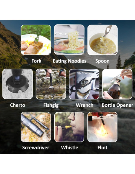 Bastón de Caminata Táctico Yolid 130cm Ligero 6-en-1