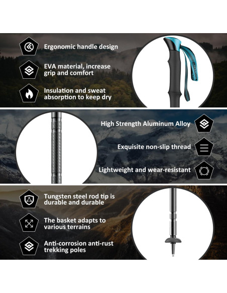 Bastón de Caminata Táctico Yolid 130cm Ligero 6-en-1