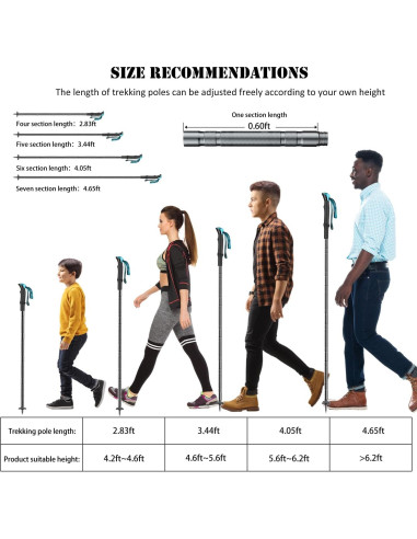 Bastón de Caminata Táctico Yolid 130cm Ligero 6-en-1