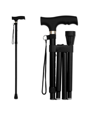 Bastón Plegable RMS Ajustable 86-97 cm Aluminio Negro