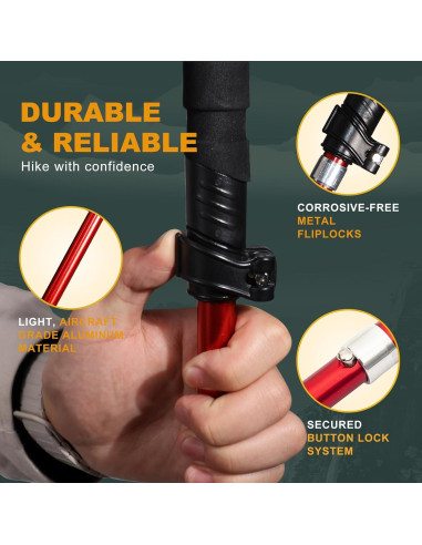 Bastones de Trekking Plegables WHDZHSHD Aluminio 130 cm 2 Pcs