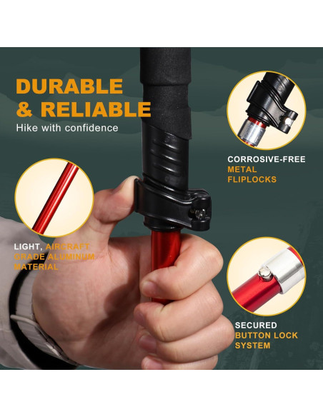 Bastones de Trekking Plegables WHDZHSHD Aluminio 130 cm 2 Pcs