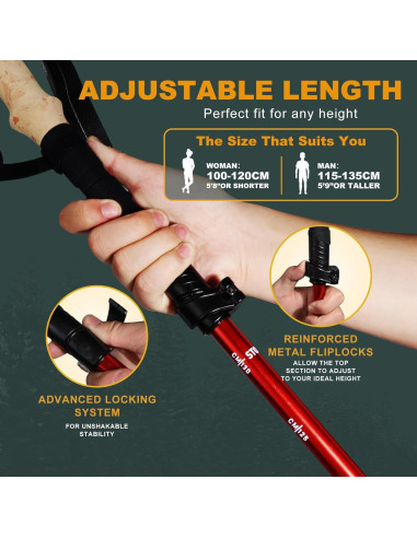 Bastones de Trekking Plegables WHDZHSHD Aluminio 130 cm 2 Pcs