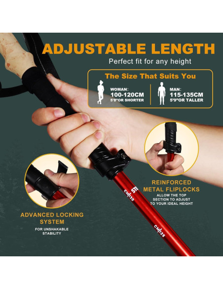 Bastones de Trekking Plegables WHDZHSHD Aluminio 130 cm 2 Pcs