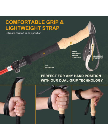 Bastones de Trekking Plegables WHDZHSHD Aluminio 130 cm 2 Pcs