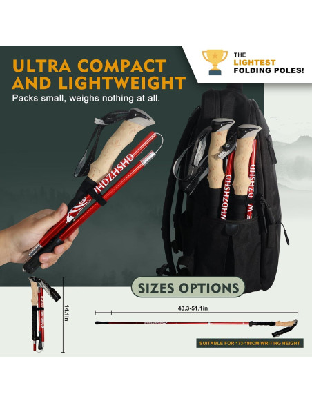 Bastones de Trekking Plegables WHDZHSHD Aluminio 130 cm 2 Pcs