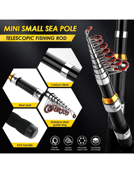 Combo de Caña de Pesca Plegable 2.1M Mouhike con Carretes