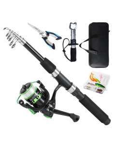 Caña de Pesca Telescópica Tripquips 2.1m con Carrete y Accesorios