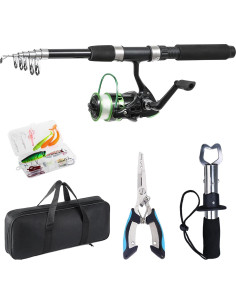 Caña de Pesca Telescópica Tripquips 2.1m con Carrete y Accesorios 2