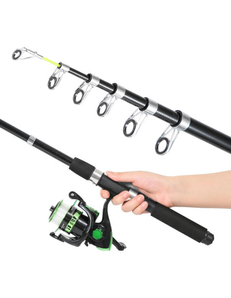 Caña de Pesca Telescópica Tripquips 2.1m con Carrete y Accesorios