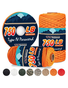 Cuerda Paracord 750 lb XKDOUS 36.576 m Nylon Naranja
