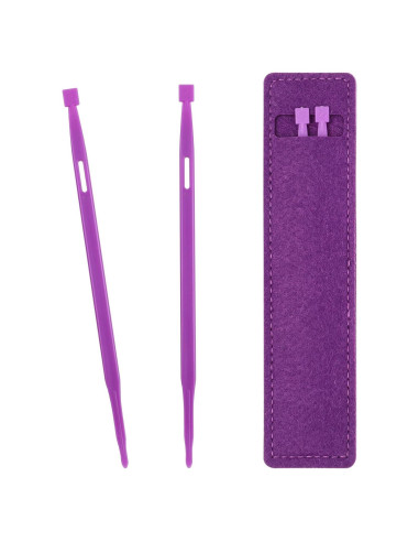 2 Agujas de Coser de Plástico Moradas con Bolsa de Almacenamiento