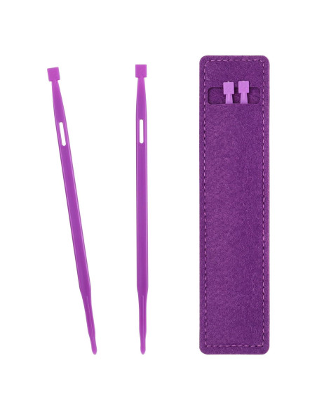 2 Agujas de Coser de Plástico Moradas con Bolsa de Almacenamiento