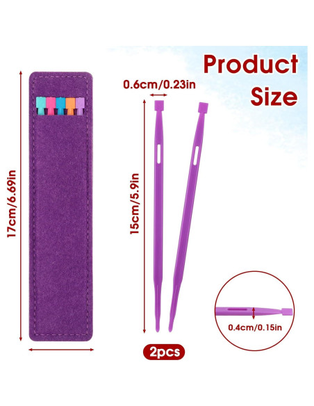 2 Agujas de Coser de Plástico Moradas con Bolsa de Almacenamiento