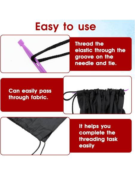 2 Agujas de Coser de Plástico Moradas con Bolsa de Almacenamiento