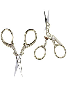 Tijeras de Bordado AQUEENLY 2 Pcs Acero Inoxidable Dorado 10 cm 2
